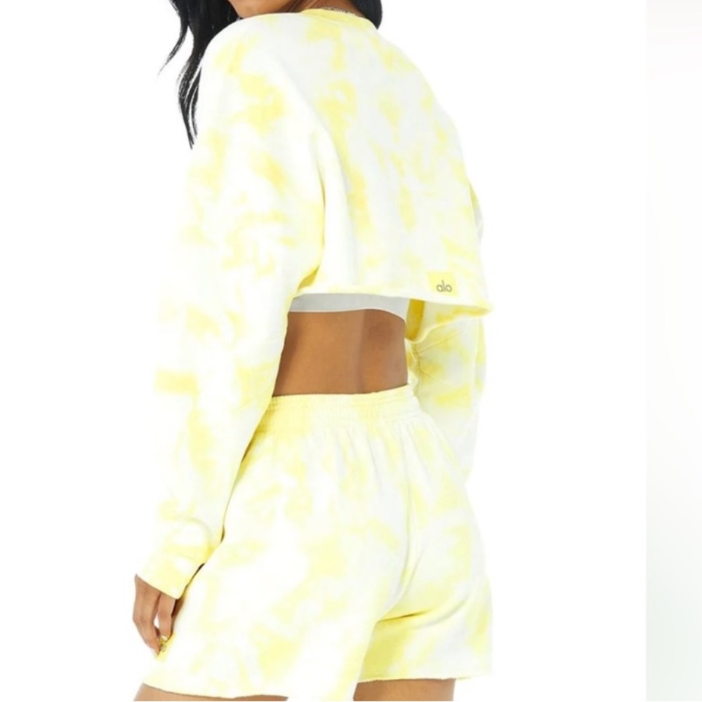 Alo Yoga Cropped Top Yellow Tie Dye Size Small